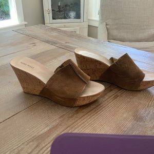 Nine West platform cork soft suede wedge sandal